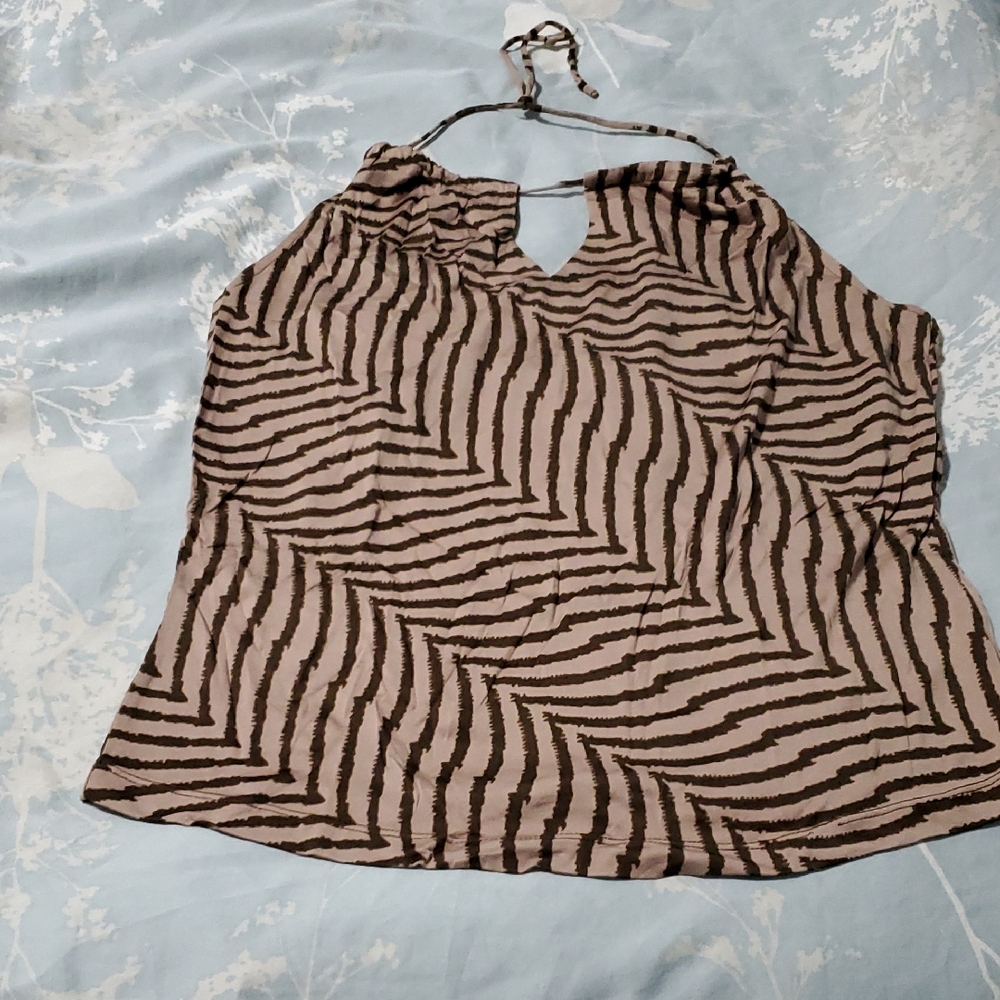 🌺 3 / $45 Esprit Tan Zebra Print Halter Blouse